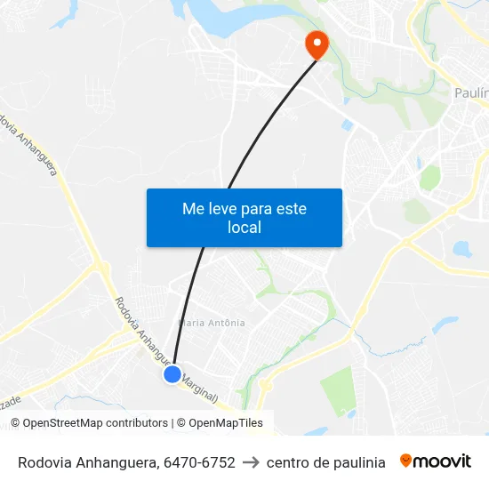 Rodovia Anhanguera, 6470-6752 to centro de paulinia map