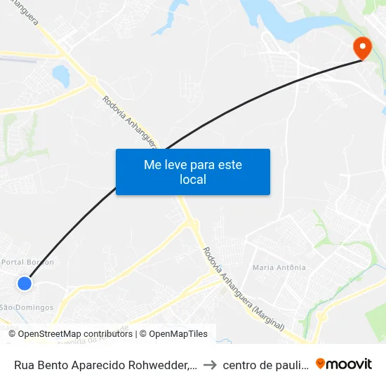 Rua Bento Aparecido Rohwedder, 647 to centro de paulinia map