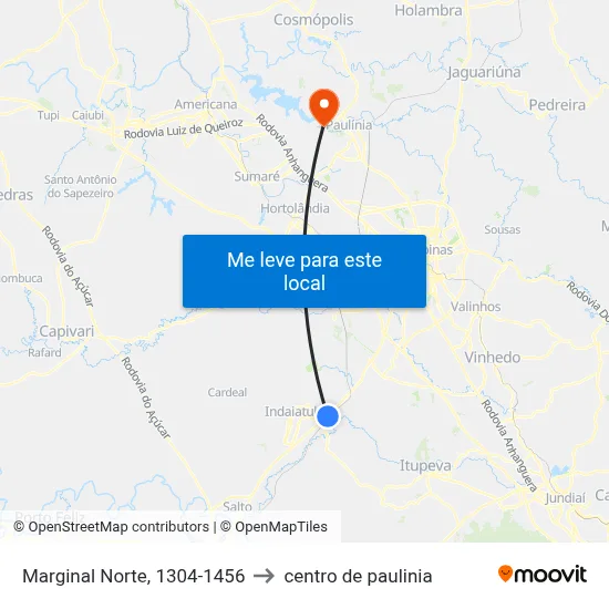 Marginal Norte, 1304-1456 to centro de paulinia map