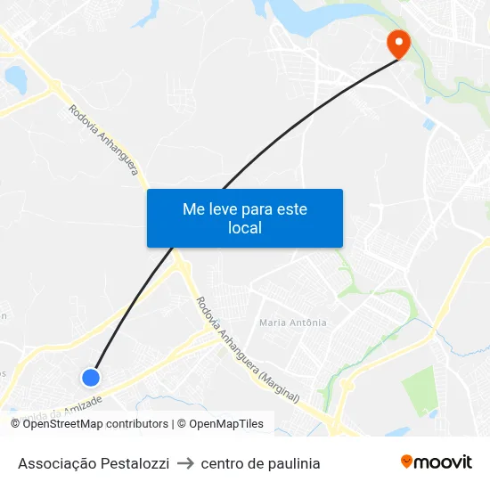 Associação Pestalozzi to centro de paulinia map