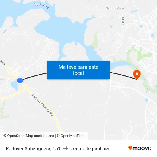 Rodovia Anhanguera, 151 to centro de paulinia map