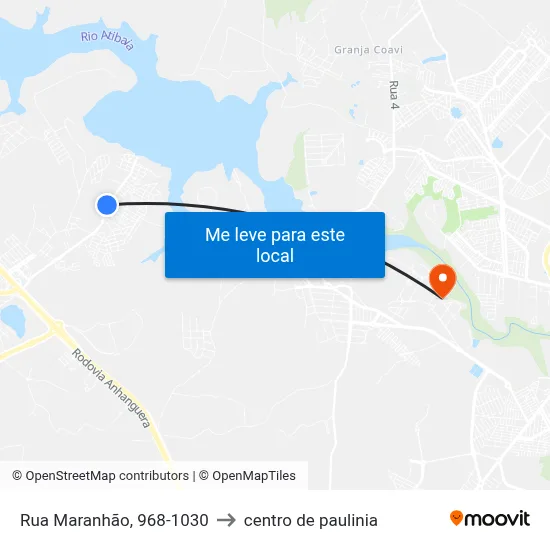 Rua Maranhão, 968-1030 to centro de paulinia map