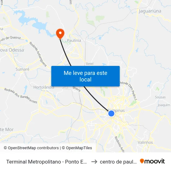 Terminal Metropolitano - Ponto Externo to centro de paulinia map