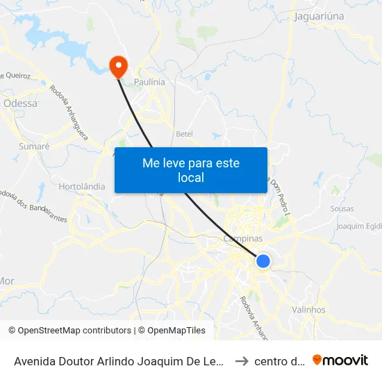 Avenida Doutor Arlindo Joaquim De Lemos -  1175-1239 - Jardim Proença to centro de paulinia map