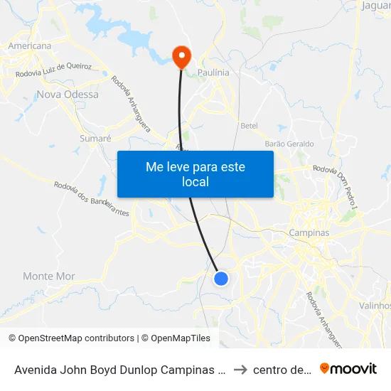 Avenida John Boyd Dunlop Campinas - São Paulo 13059 Brasil to centro de paulinia map