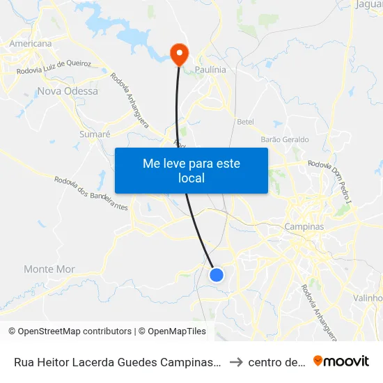 Rua Heitor Lacerda Guedes Campinas - São Paulo 13059 Brasil to centro de paulinia map