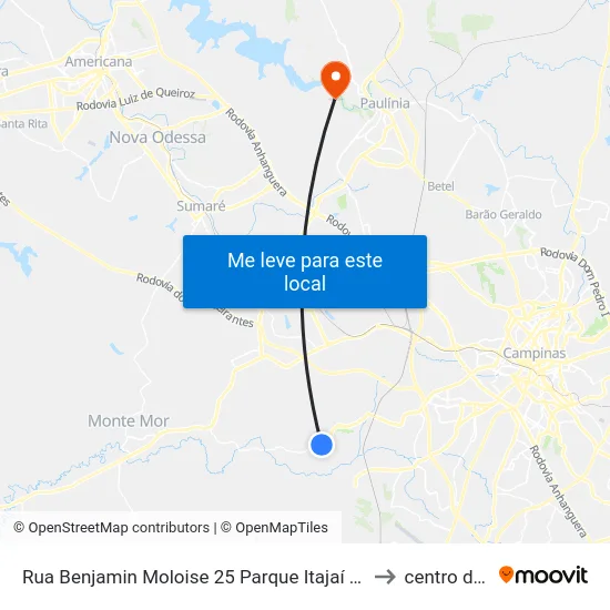 Rua Benjamin Moloise 25 Parque Itajaí Campinas - SP 13058-020 Brasil to centro de paulinia map