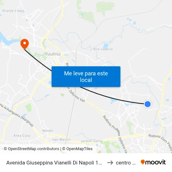 Avenida Giuseppina Vianelli Di Napoli 1185 Campinas - São Paulo 13086 Brasil to centro de paulinia map