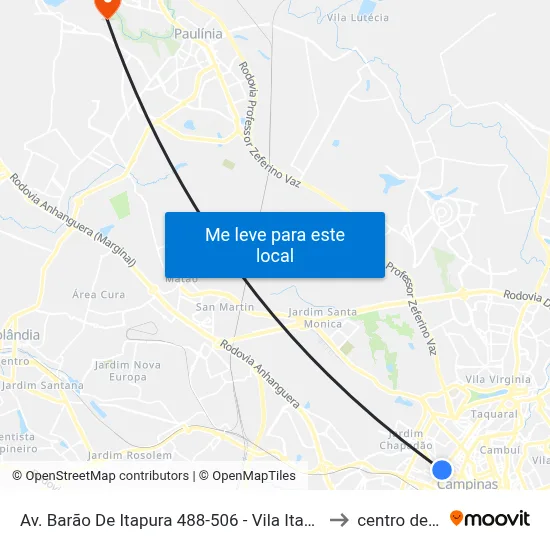 Av. Barão De Itapura 488-506 - Vila Itapura Campinas - SP Brasil to centro de paulinia map
