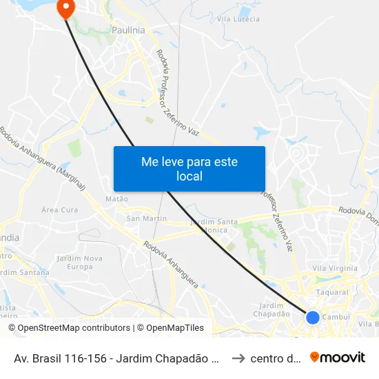 Av. Brasil 116-156 - Jardim Chapadão Campinas - SP 13070-178 Brasil to centro de paulinia map