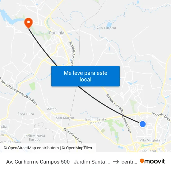 Av. Guilherme Campos 500 - Jardim Santa Genebra Shopping Center Parque D.Pedro Campinas - SP 13087-901 Brasil to centro de paulinia map