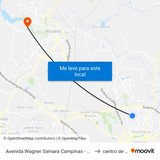 Avenida Wagner Samara Campinas - São Paulo 13081 Brasil to centro de paulinia map
