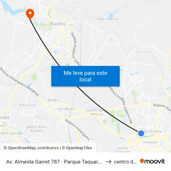 Av. Almeida Garret 787 - Parque Taquaral Campinas - SP 13087-291 Brasil to centro de paulinia map
