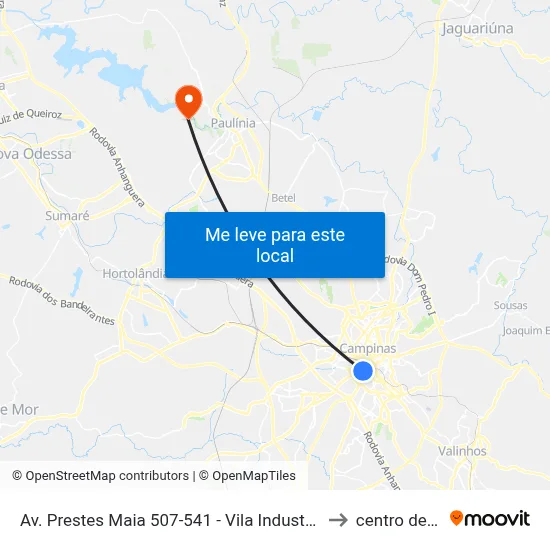 Av. Prestes Maia 507-541 - Vila Industrial Campinas - SP Brasil to centro de paulinia map