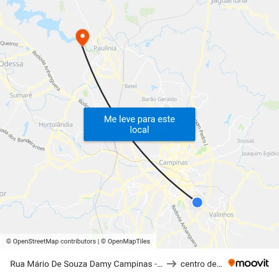 Rua Mário De Souza Damy Campinas - São Paulo 13044 Brasil to centro de paulinia map
