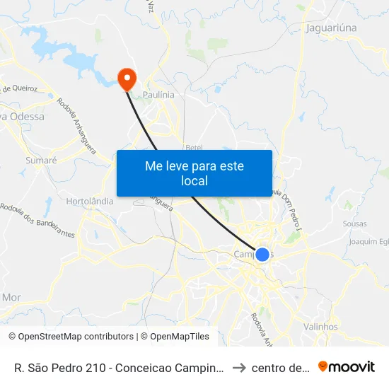 R. São Pedro 210 - Conceicao Campinas - SP 13025-350 Brasil to centro de paulinia map