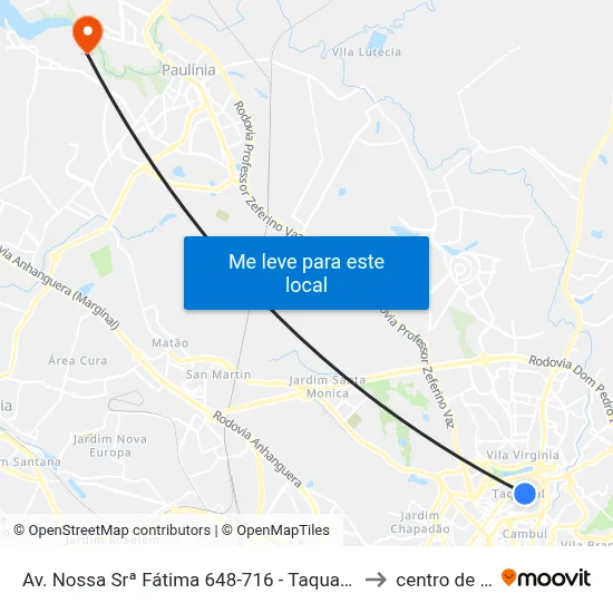 Av. Nossa Srª Fátima 648-716 - Taquaral Campinas - SP Brasil to centro de paulinia map