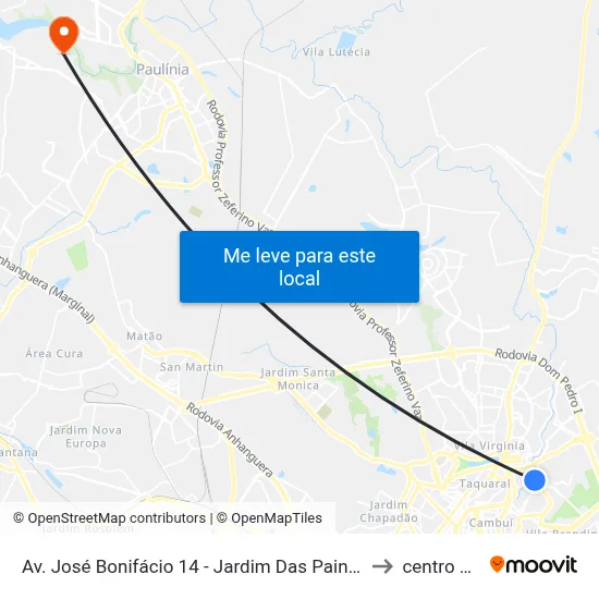 Av. José Bonifácio 14 - Jardim Das Paineiras Campinas - SP 13092-305 Brasil to centro de paulinia map