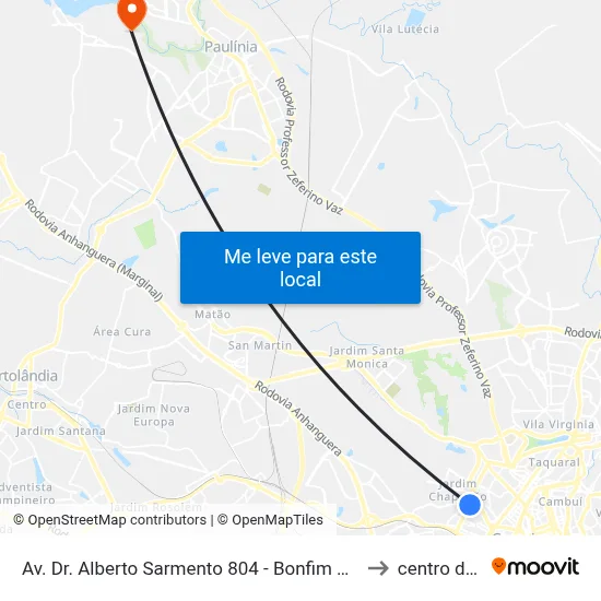 Av. Dr. Alberto Sarmento 804 - Bonfim Campinas - SP 13070-710 Brasil to centro de paulinia map
