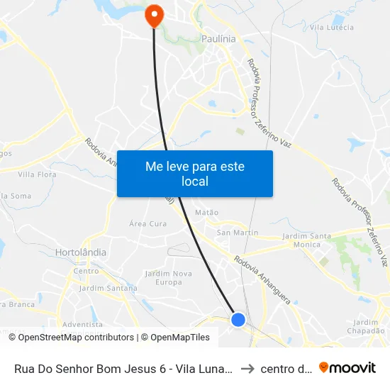 Rua Do Senhor Bom Jesus 6 - Vila Lunardi Campinas - SP 13067-210 Brasil to centro de paulinia map
