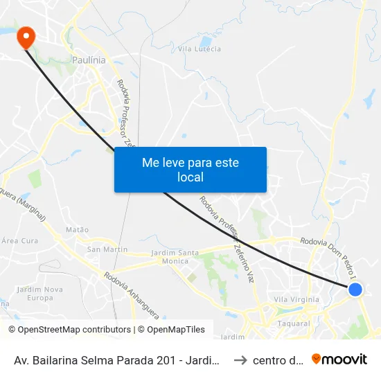 Av. Bailarina Selma Parada 201 - Jardim Madalena Campinas - SP Brasil to centro de paulinia map