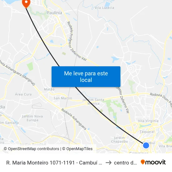 R. Maria Monteiro 1071-1191 - Cambuí Campinas - SP 13025-151 Brasil to centro de paulinia map