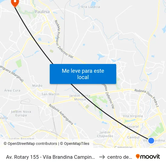 Av. Rotary 155 - Vila Brandina Campinas - SP 13092-509 Brasil to centro de paulinia map