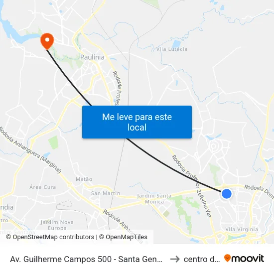 Av. Guilherme Campos 500 - Santa Genebra Campinas - SP 13087-901 Brasil to centro de paulinia map