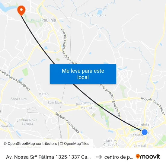 Av. Nossa Srª Fátima 1325-1337 Campinas - SP Brasil to centro de paulinia map