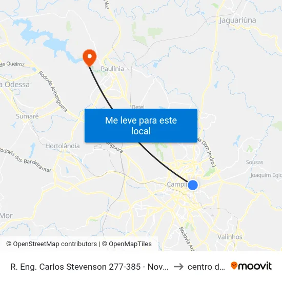 R. Eng. Carlos Stevenson 277-385 - Nova Campinas Campinas - SP Brasil to centro de paulinia map