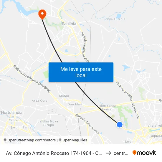 Av. Cônego Antônio Roccato 174-1904 - Chácaras Campos Dos Amarais Campinas - SP 13082-015 Brasil to centro de paulinia map
