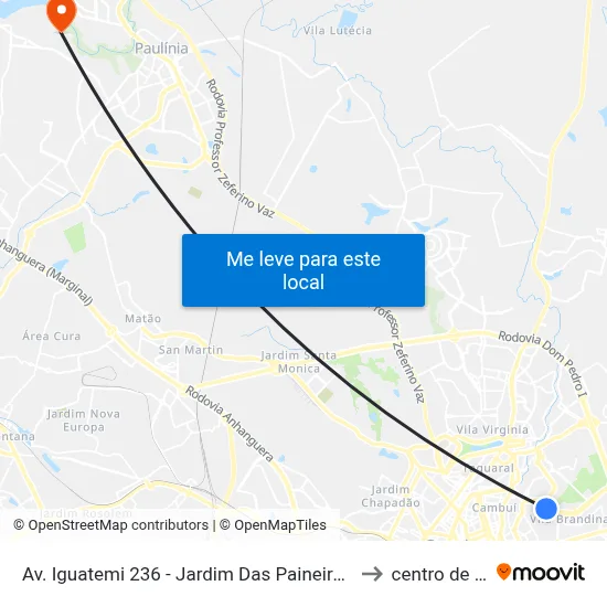 Av. Iguatemi 236 - Jardim Das Paineiras Campinas - SP Brasil to centro de paulinia map