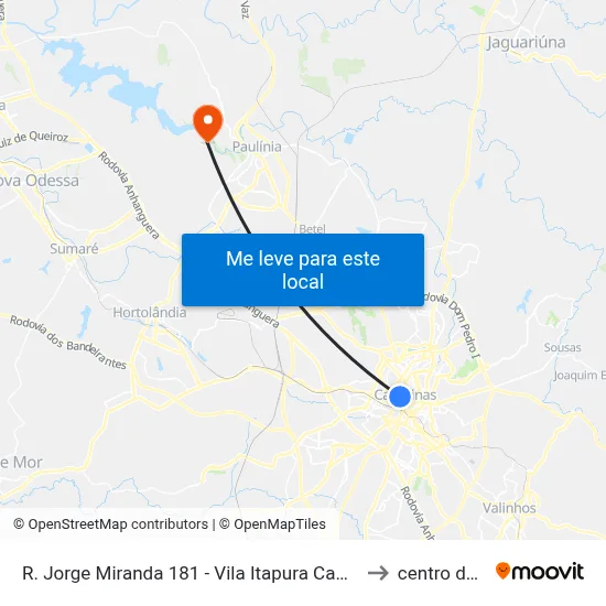 R. Jorge Miranda 181 - Vila Itapura Campinas - SP 13023-002 Brasil to centro de paulinia map