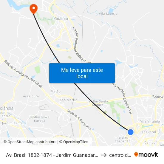 Av. Brasil 1802-1874 - Jardim Guanabara Campinas - SP 13073-148 Brasil to centro de paulinia map