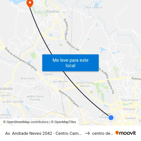 Av. Andrade Neves 2042 - Centro Campinas - SP 13013-161 Brasil to centro de paulinia map
