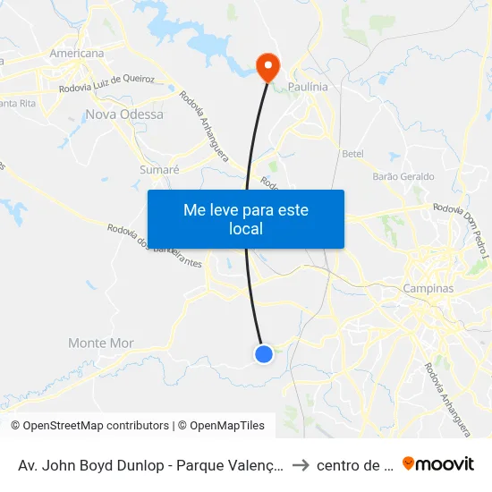 Av. John Boyd Dunlop - Parque Valença Campinas - SP Brasil to centro de paulinia map