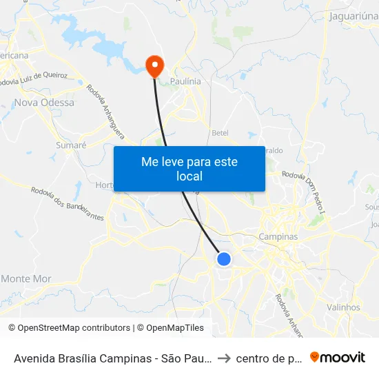 Avenida Brasília Campinas - São Paulo 13060 Brasil to centro de paulinia map
