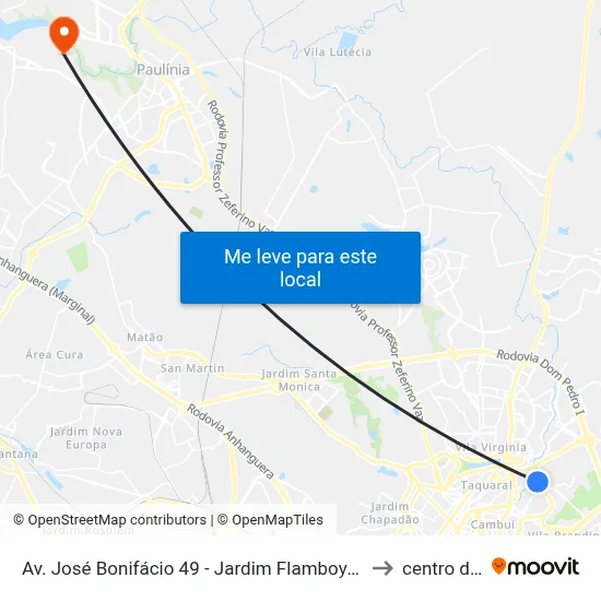 Av. José Bonifácio 49 - Jardim Flamboyant Campinas - SP 13091-140 Brasil to centro de paulinia map