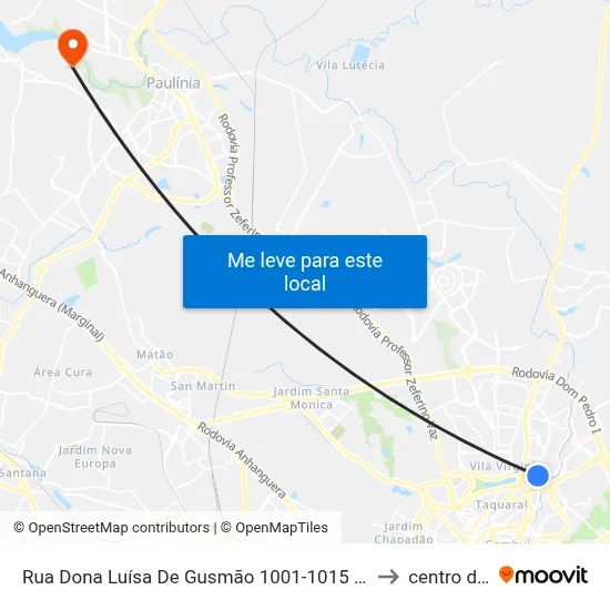 Rua Dona Luísa De Gusmão 1001-1015 - Vila Nogueira Campinas - SP Brasil to centro de paulinia map