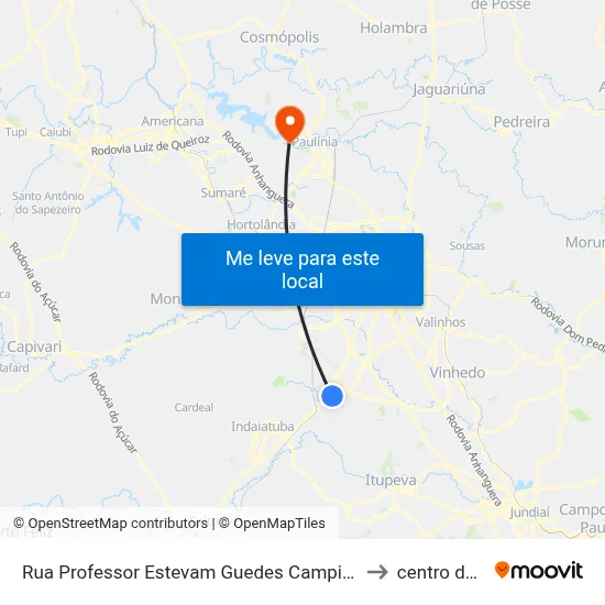 Rua Professor Estevam Guedes Campinas - São Paulo 13053 Brasil to centro de paulinia map