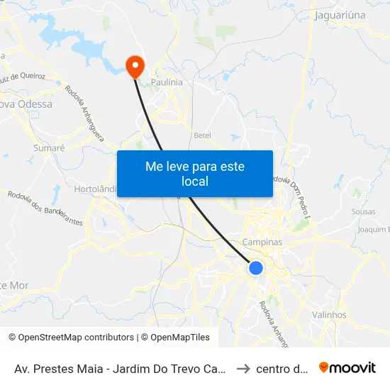 Av. Prestes Maia - Jardim Do Trevo Campinas - SP 13030-150 Brasil to centro de paulinia map