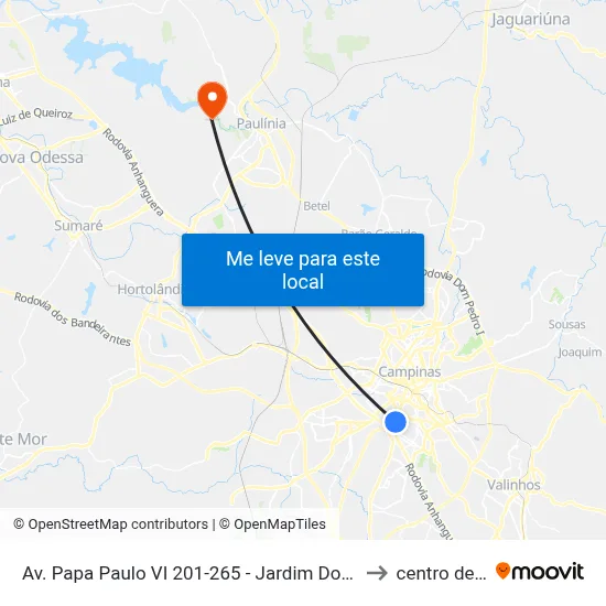Av. Papa Paulo VI 201-265 - Jardim Do Trevo Campinas - SP Brasil to centro de paulinia map