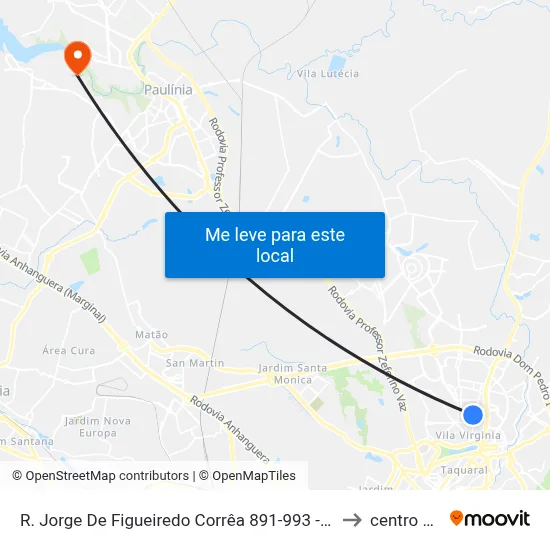 R. Jorge De Figueiredo Corrêa 891-993 - Parque Taquaral Campinas - SP Brasil to centro de paulinia map