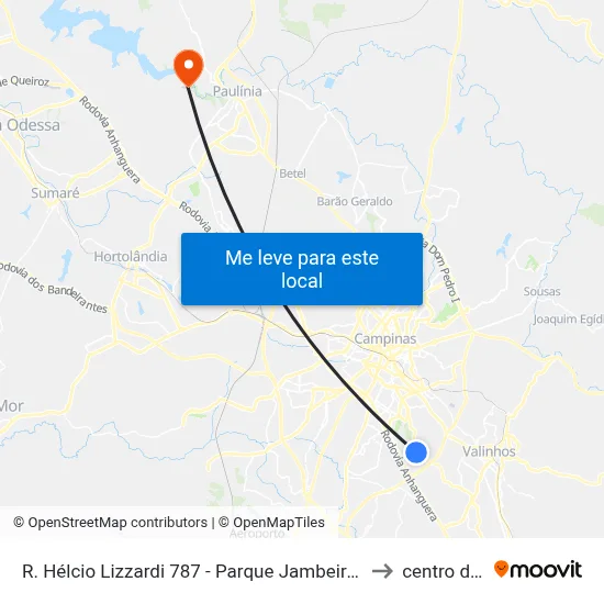 R. Hélcio Lizzardi 787 - Parque Jambeiro Campinas - SP 13042-430 Brasil to centro de paulinia map