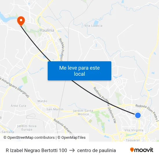 R Izabel Negrao Bertotti 100 to centro de paulinia map