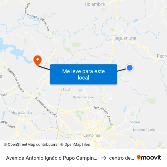 Avenida Antonio Ignácio Pupo Campinas - São Paulo 13098 Brasil to centro de paulinia map