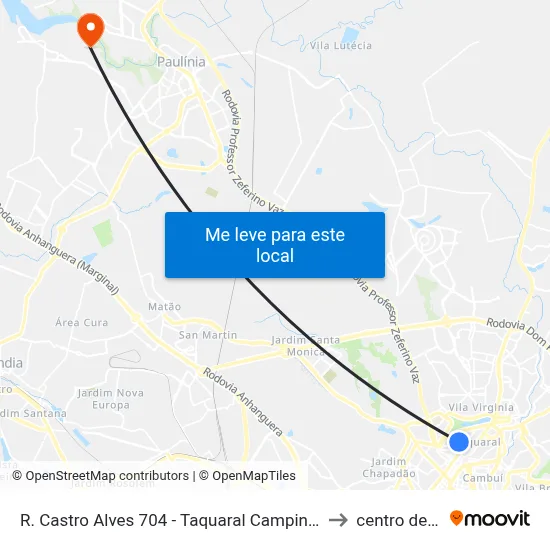 R. Castro Alves 704 - Taquaral Campinas - SP 13076-040 Brasil to centro de paulinia map