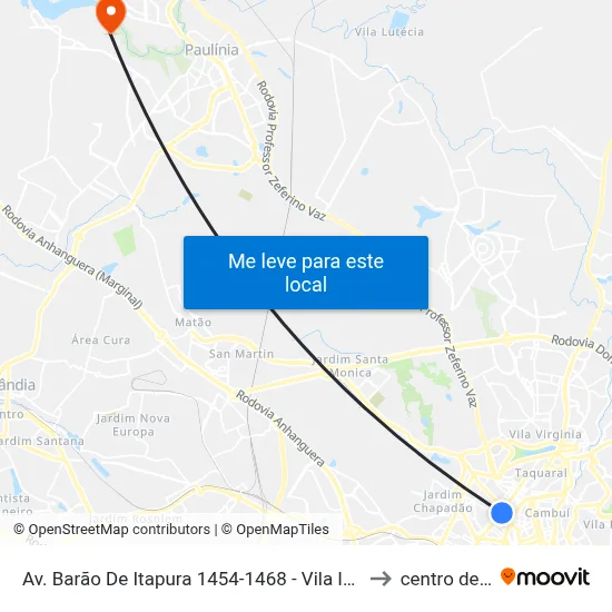 Av. Barão De Itapura 1454-1468 - Vila Itapura Campinas - SP Brasil to centro de paulinia map