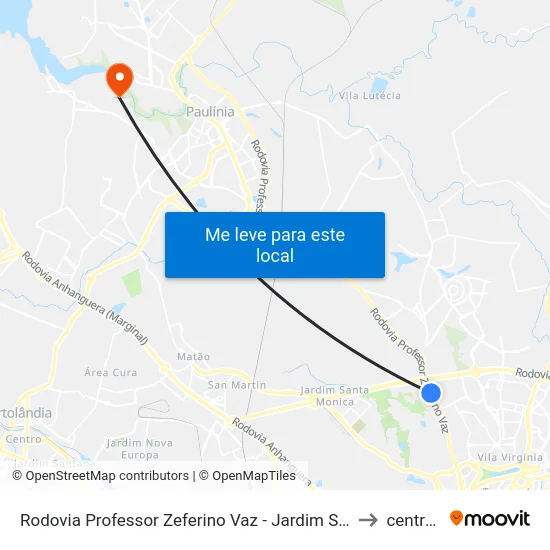 Rodovia Professor Zeferino Vaz - Jardim Santa Genebra II (Barao Geraldo) Campinas - SP 13084-751 Brasil to centro de paulinia map