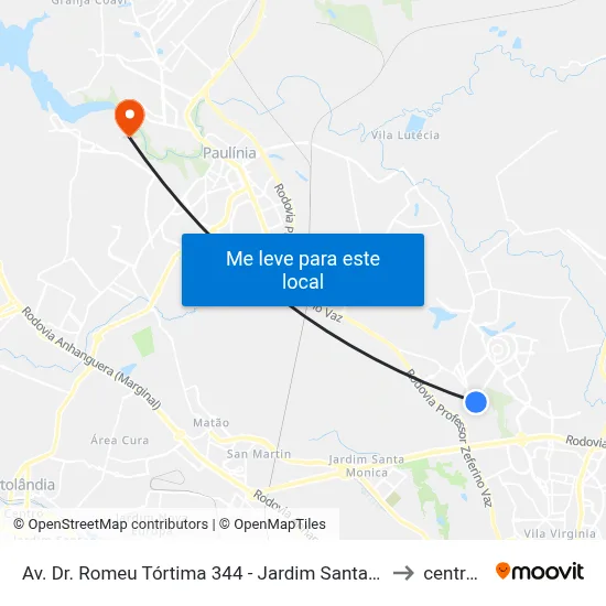 Av. Dr. Romeu Tórtima 344 - Jardim Santa Genebra II (Barao Geraldo) Campinas - SP 13084-791 Brasil to centro de paulinia map